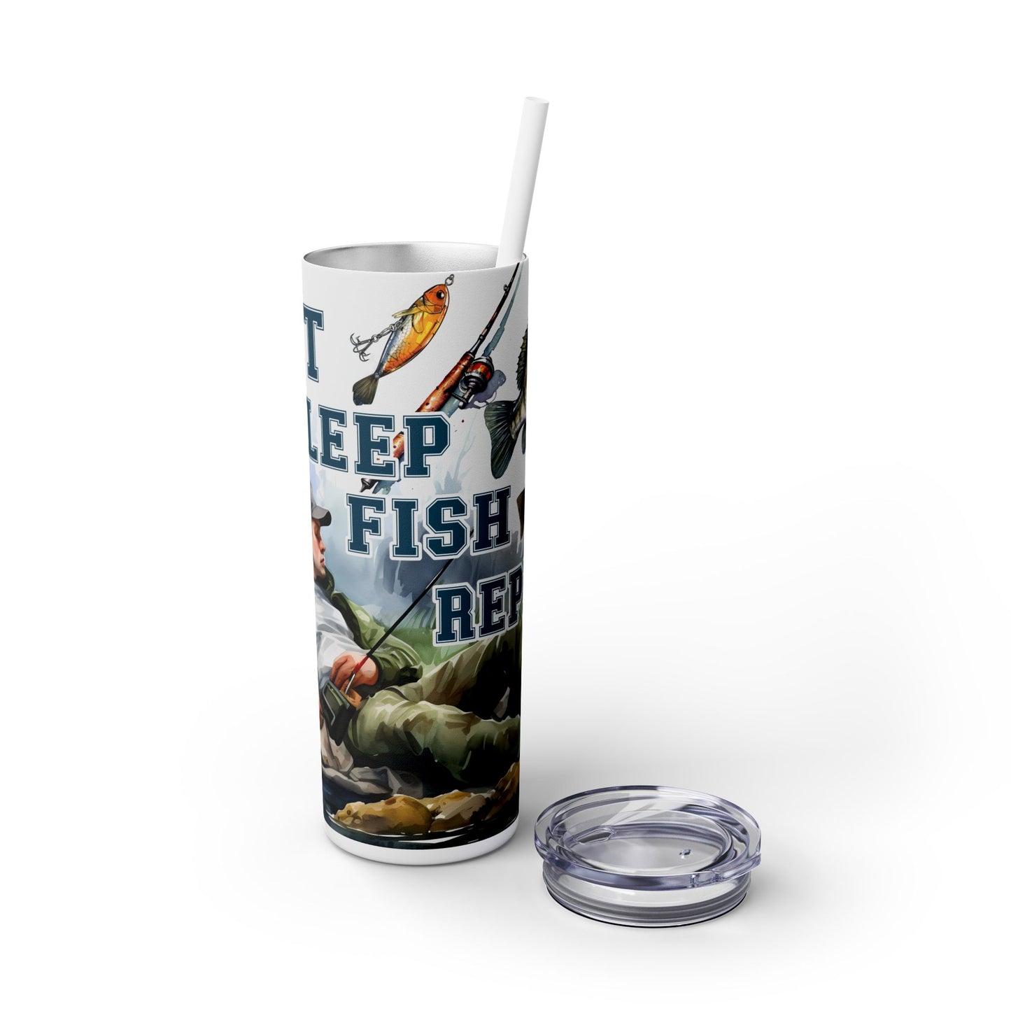 Eat, Sleep, Fish Tumbler with Straw