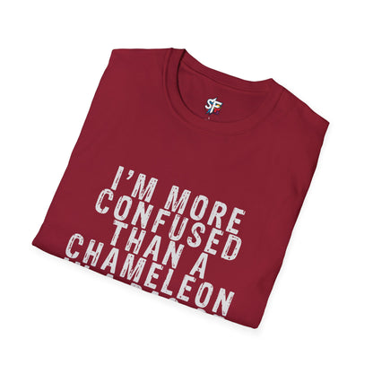 More Confused Than a Chameleon in a Bag of Skittles T-Shirt | Funny Sarcastic Quote