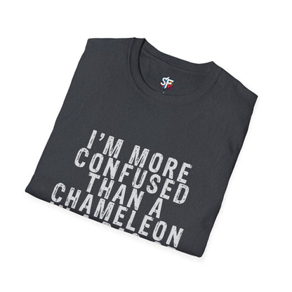 More Confused Than a Chameleon in a Bag of Skittles T-Shirt | Funny Sarcastic Quote